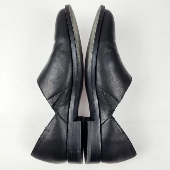 SOLD-Eileen Fisher Allen Smooth Leather Loafer Womens Size 6.5 Black Slip On - Picture 4 of 9
